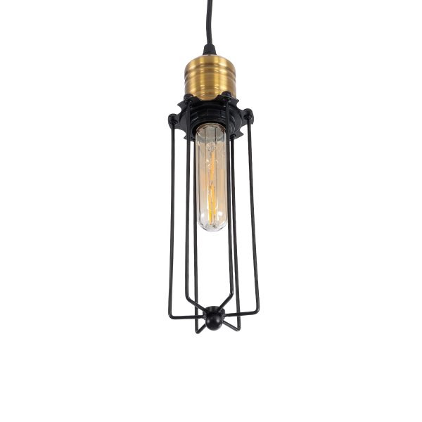 KLECE 01057 Vintage Κρεμαστό Φωτιστικό Ανάρτηση Μονόφωτο 1 x E27 IP20 Μαύρο & Χρυσό Μέταλλο - Μ8 x Π8 x Υ28cm - Image 5