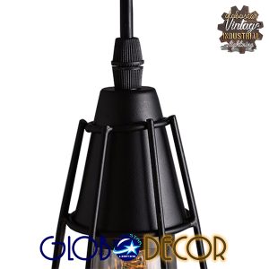 DROPS 01059 Vintage Κρεμαστό Φωτιστικό Πλέγμα Πολύφωτο 6 x E27 IP20 Μαύρο Μέταλλο – 120cm