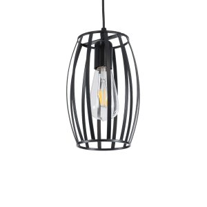 ZEBRA 01062 Vintage Κρεμαστό Φωτιστικό Πλέγμα Μονόφωτο 1 x E27 IP20 Μαύρο Μέταλλο – Μ15 x Π15 x Y24cm