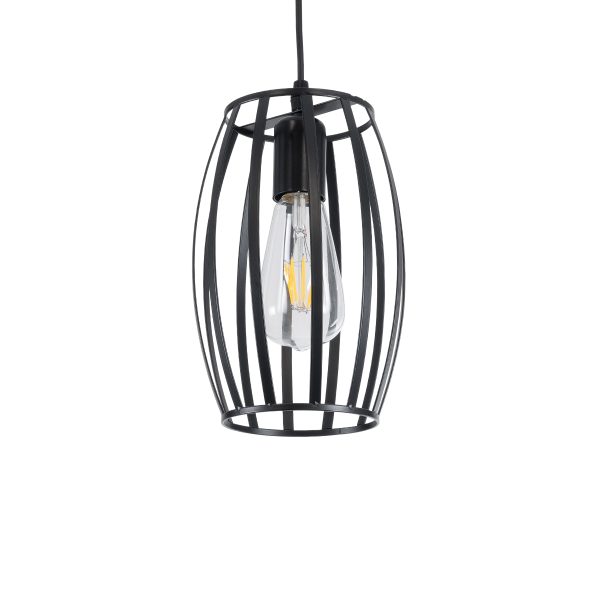 ZEBRA 01062 Vintage Κρεμαστό Φωτιστικό Πλέγμα Μονόφωτο 1 x E27 IP20 Μαύρο Μέταλλο - Μ15 x Π15 x Y24cm