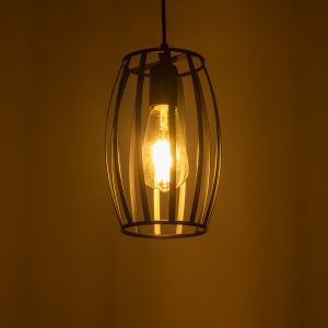 ZEBRA 01062 Vintage Κρεμαστό Φωτιστικό Πλέγμα Μονόφωτο 1 x E27 IP20 Μαύρο Μέταλλο – Μ15 x Π15 x Y24cm