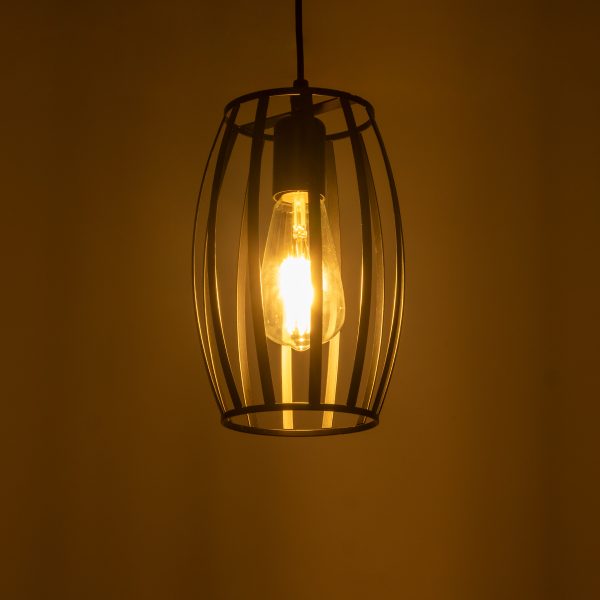 ZEBRA 01062 Vintage Κρεμαστό Φωτιστικό Πλέγμα Μονόφωτο 1 x E27 IP20 Μαύρο Μέταλλο - Μ15 x Π15 x Y24cm - Image 2