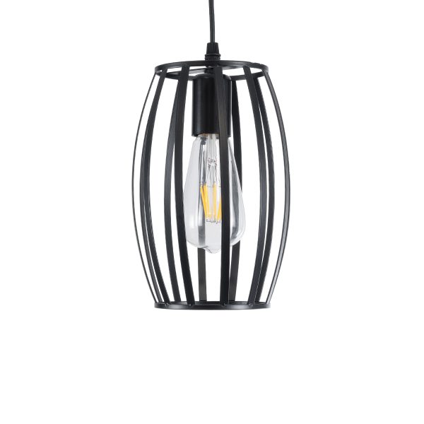 ZEBRA 01062 Vintage Κρεμαστό Φωτιστικό Πλέγμα Μονόφωτο 1 x E27 IP20 Μαύρο Μέταλλο - Μ15 x Π15 x Y24cm - Image 4