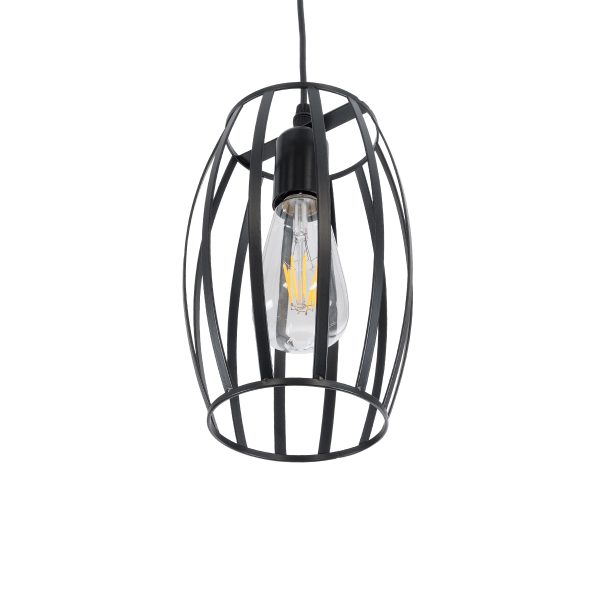 ZEBRA 01062 Vintage Κρεμαστό Φωτιστικό Πλέγμα Μονόφωτο 1 x E27 IP20 Μαύρο Μέταλλο - Μ15 x Π15 x Y24cm - Image 5