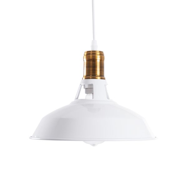 ANER 01072 Vintage Κρεμαστό Φωτιστικό Καμπάνα Μονόφωτο 1 x E27 IP20 Λευκό & Χρυσό Μέταλλο - Μ27.5 x Π27.5 x Υ19cm - Image 4