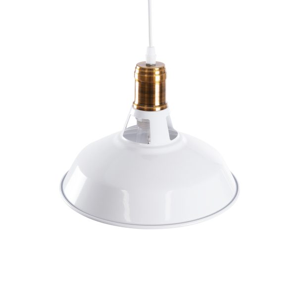ANER 01072 Vintage Κρεμαστό Φωτιστικό Καμπάνα Μονόφωτο 1 x E27 IP20 Λευκό & Χρυσό Μέταλλο - Μ27.5 x Π27.5 x Υ19cm - Image 5