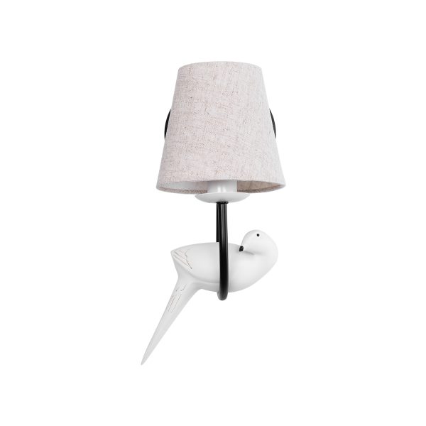 DOVE 01084 Vintage Επιτοίχιο Φωτιστικό Απλίκα Μονόφωτο 1 x E14 IP20 Μαύρο & Λευκό Μέταλλο με Μπεζ Ύφασμα - Μ30 x Π15 x Υ36cm - Image 3