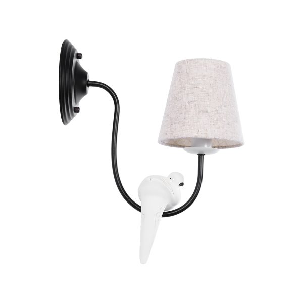 DOVE 01084 Vintage Επιτοίχιο Φωτιστικό Απλίκα Μονόφωτο 1 x E14 IP20 Μαύρο & Λευκό Μέταλλο με Μπεζ Ύφασμα - Μ30 x Π15 x Υ36cm - Image 4