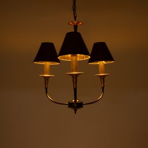 LIMI 01091 Vintage Κρεμαστό Φωτιστικό Καπέλο Τρίφωτο 3 x E14 IP20 Μαύρο & Χρυσό Μέταλλο με Μαύρο Ύφασμα – Μ55 x Π55 x Υ55cm