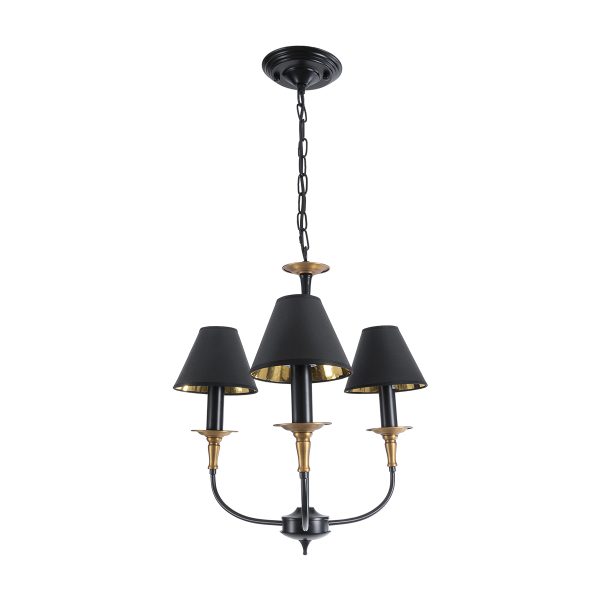 LIMI 01091 Vintage Κρεμαστό Φωτιστικό Καπέλο Τρίφωτο 3 x E14 IP20 Μαύρο & Χρυσό Μέταλλο με Μαύρο Ύφασμα - Μ55 x Π55 x Υ55cm - Image 3
