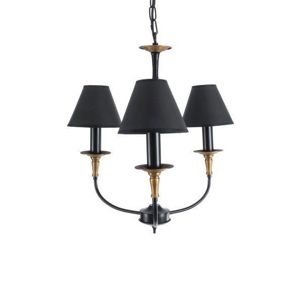 LIMI 01091 Vintage Κρεμαστό Φωτιστικό Καπέλο Τρίφωτο 3 x E14 IP20 Μαύρο & Χρυσό Μέταλλο με Μαύρο Ύφασμα - Μ55 x Π55 x Υ55cm - Image 4