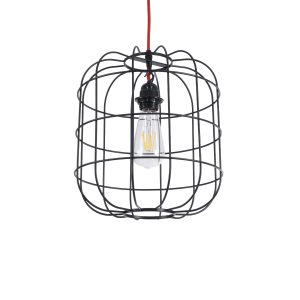 PARROT 01099 Μοντέρνο Κρεμαστό Φωτιστικό Πλέγμα Μονόφωτο 1 x E27 IP20 Μαύρο Μέταλλο – Μ28 x Π28 x Υ30cm