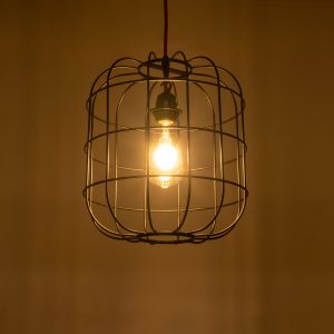 PARROT 01099 Μοντέρνο Κρεμαστό Φωτιστικό Πλέγμα Μονόφωτο 1 x E27 IP20 Μαύρο Μέταλλο – Μ28 x Π28 x Υ30cm