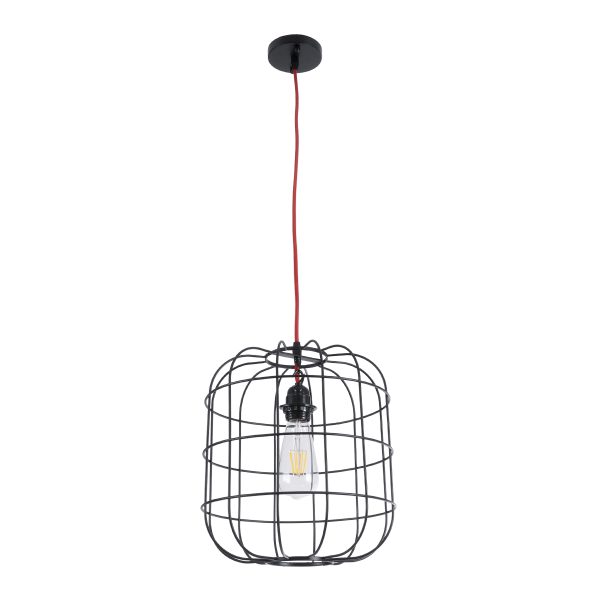 PARROT 01099 Μοντέρνο Κρεμαστό Φωτιστικό Πλέγμα Μονόφωτο 1 x E27 IP20 Μαύρο Μέταλλο - Μ28 x Π28 x Υ30cm - Image 3