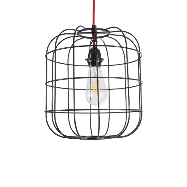 PARROT 01099 Μοντέρνο Κρεμαστό Φωτιστικό Πλέγμα Μονόφωτο 1 x E27 IP20 Μαύρο Μέταλλο - Μ28 x Π28 x Υ30cm - Image 4
