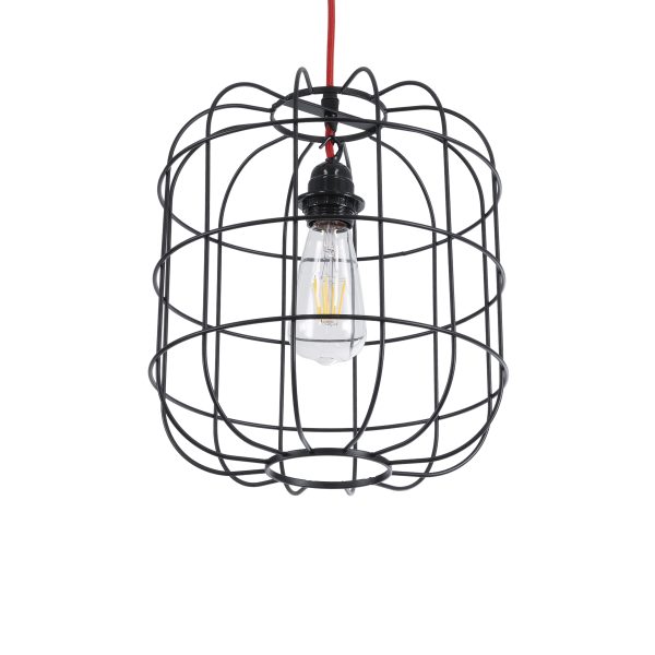 PARROT 01099 Μοντέρνο Κρεμαστό Φωτιστικό Πλέγμα Μονόφωτο 1 x E27 IP20 Μαύρο Μέταλλο - Μ28 x Π28 x Υ30cm - Image 5