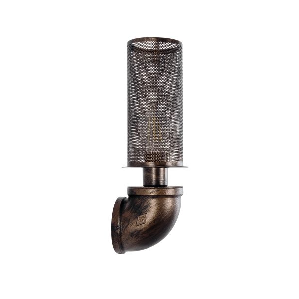 RAZA 01105 Vintage Επιτοίχιο Φωτιστικό Απλίκα Μονόφωτο 1 x E27 IP20 Χάλκινο Μέταλλο - Μ13 x Π12 x Υ38cm - Image 4