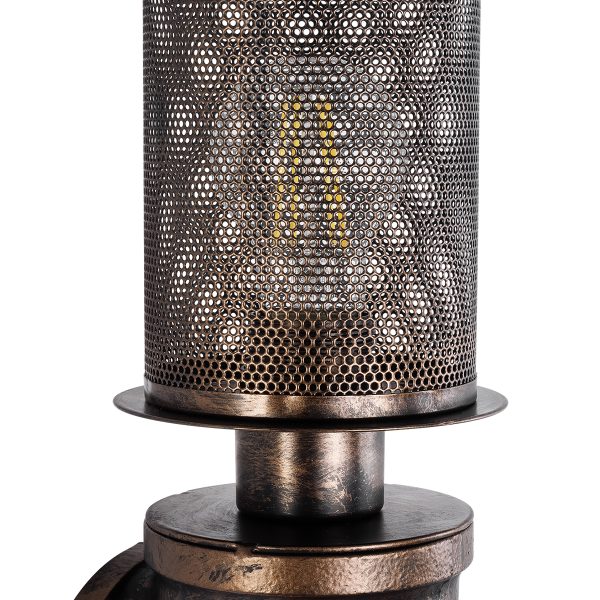 RAZA 01105 Vintage Επιτοίχιο Φωτιστικό Απλίκα Μονόφωτο 1 x E27 IP20 Χάλκινο Μέταλλο - Μ13 x Π12 x Υ38cm - Image 5