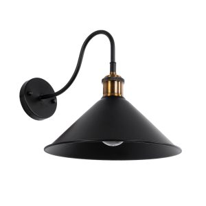 ANBET 01121 Vintage Επιτοίχιο Φωτιστικό Απλίκα Μονόφωτο 1 x E27 IP20 Μαύρο & Χρυσό Μέταλλο – Μ26 x Π38 x Υ27cm