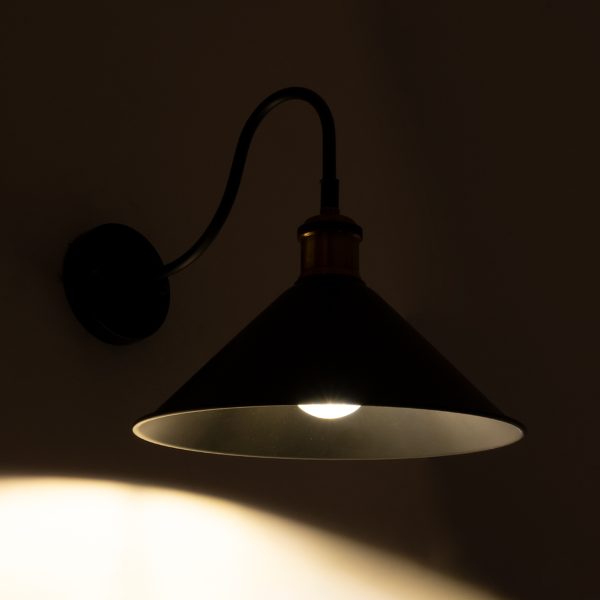 ANBET 01121 Vintage Επιτοίχιο Φωτιστικό Απλίκα Μονόφωτο 1 x E27 IP20 Μαύρο & Χρυσό Μέταλλο - Μ26 x Π38 x Υ27cm - Image 2