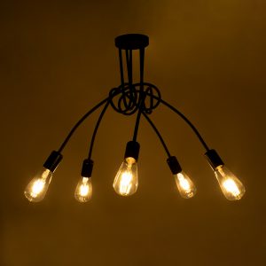 PAULELI 01127 Μοντέρνο Φωτιστικό Οροφής Πλέγμα Πολύφωτο 5 x E27 IP20 Μαύρο Μέταλλο – Μ76 x Π76 x Υ45cm