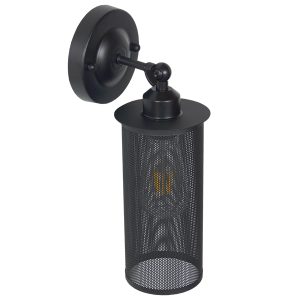 HOLVIA 01160 Vintage Επιτοίχιο Φωτιστικό Απλίκα Μονόφωτο 1 x E27 IP20 Μαύρο Μέταλλο – Μ16 x Π12 x Υ34cm
