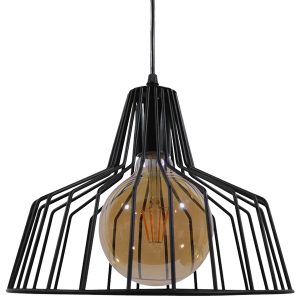 TERE 01165 Vintage Κρεμαστό Φωτιστικό Καμπάνα Μονόφωτο 1 x E27 IP20 Μαύρο Μέταλλο – Μ30 x Π30 x Υ25cm