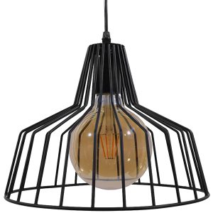 TERE 01165 Vintage Κρεμαστό Φωτιστικό Καμπάνα Μονόφωτο 1 x E27 IP20 Μαύρο Μέταλλο – Μ30 x Π30 x Υ25cm