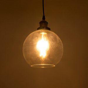 WICKHAM 01170 Vintage Κρεμαστό Φωτιστικό Μπάλα Μονόφωτο 1 x E27 IP20 Διάφανο Γυαλί με Μαύρο & Χρυσό Μέταλλο – Μ20 x Π20 x Y25cm