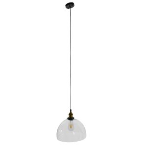 WICKHAM 01171 Vintage Κρεμαστό Φωτιστικό Καμπάνα Μονόφωτο 1 x E27 IP20 Διάφανο Γυαλί με Μαύρο & Χρυσό Μέταλλο – Μ30 x Π30 x Y25cm