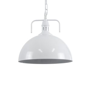 LARKIN 01174 Vintage Κρεμαστό Φωτιστικό Καμπάνα Μονόφωτο 1 x E27 IP20 Λευκό Μέταλλο – Μ30 x Π30 x Y28cm