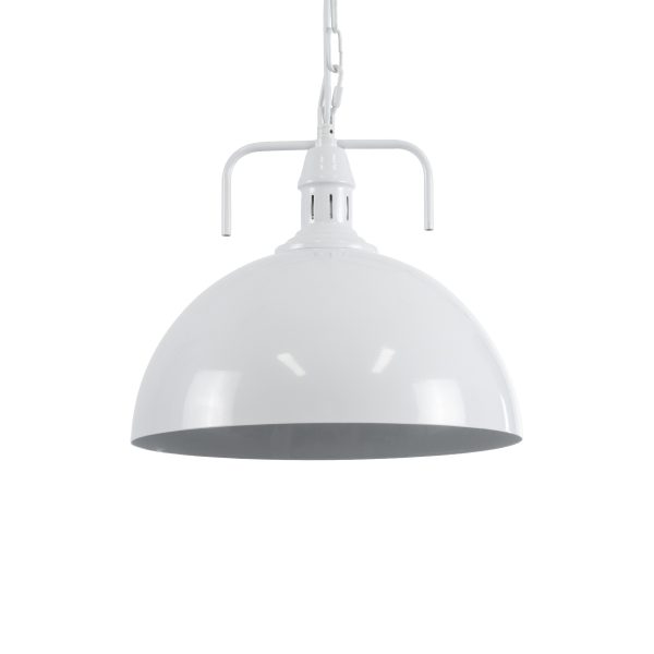 LARKIN 01174 Vintage Κρεμαστό Φωτιστικό Καμπάνα Μονόφωτο 1 x E27 IP20 Λευκό Μέταλλο - Μ30 x Π30 x Y28cm