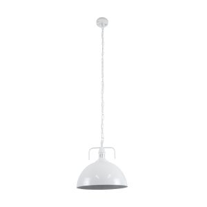 LARKIN 01174 Vintage Κρεμαστό Φωτιστικό Καμπάνα Μονόφωτο 1 x E27 IP20 Λευκό Μέταλλο – Μ30 x Π30 x Y28cm