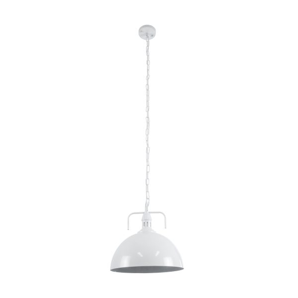 LARKIN 01174 Vintage Κρεμαστό Φωτιστικό Καμπάνα Μονόφωτο 1 x E27 IP20 Λευκό Μέταλλο - Μ30 x Π30 x Y28cm - Image 2