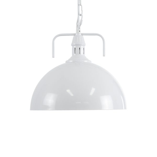 LARKIN 01174 Vintage Κρεμαστό Φωτιστικό Καμπάνα Μονόφωτο 1 x E27 IP20 Λευκό Μέταλλο - Μ30 x Π30 x Y28cm - Image 3