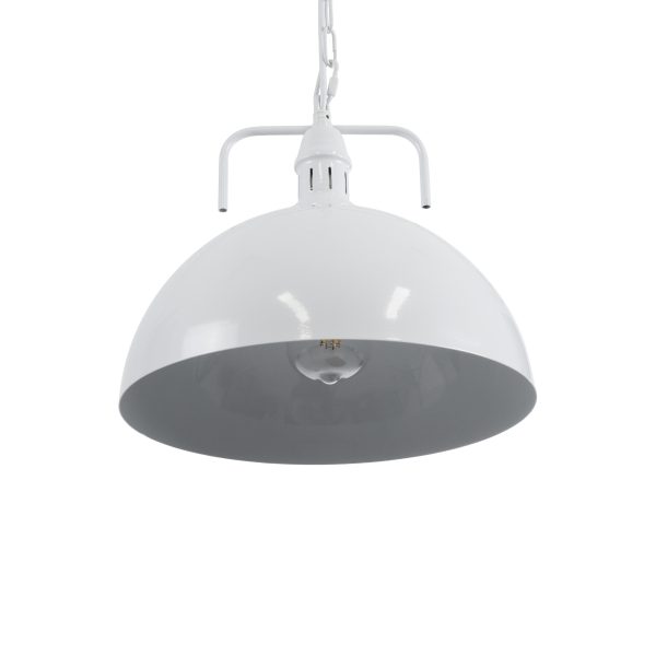 LARKIN 01174 Vintage Κρεμαστό Φωτιστικό Καμπάνα Μονόφωτο 1 x E27 IP20 Λευκό Μέταλλο - Μ30 x Π30 x Y28cm - Image 4