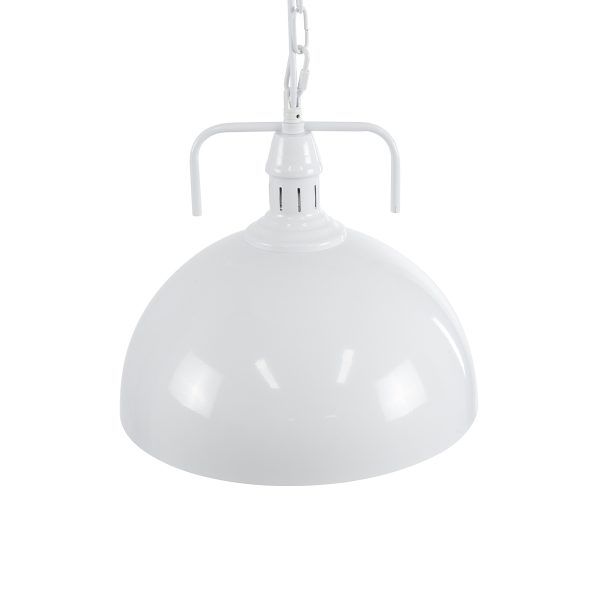 LARKIN 01174 Vintage Κρεμαστό Φωτιστικό Καμπάνα Μονόφωτο 1 x E27 IP20 Λευκό Μέταλλο - Μ30 x Π30 x Y28cm - Image 5