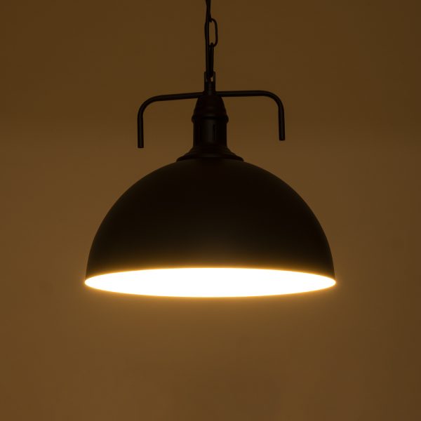 LARKIN 01175 Vintage Κρεμαστό Φωτιστικό Καμπάνα Μονόφωτο 1 x E27 IP20 Μαύρο Μέταλλο - Μ30 x Π30 x Y28cm - Image 2