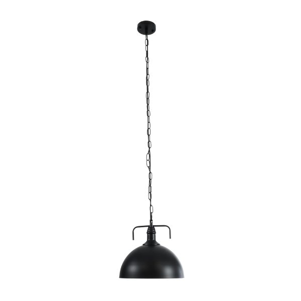 LARKIN 01175 Vintage Κρεμαστό Φωτιστικό Καμπάνα Μονόφωτο 1 x E27 IP20 Μαύρο Μέταλλο - Μ30 x Π30 x Y28cm - Image 3