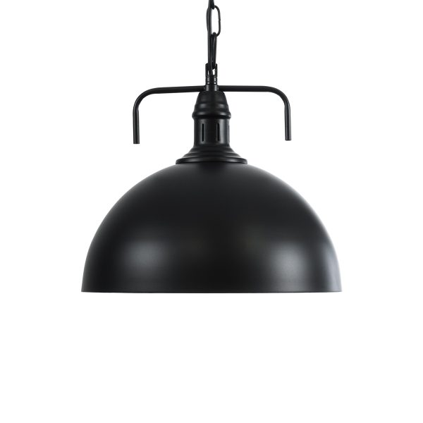 LARKIN 01175 Vintage Κρεμαστό Φωτιστικό Καμπάνα Μονόφωτο 1 x E27 IP20 Μαύρο Μέταλλο - Μ30 x Π30 x Y28cm - Image 4