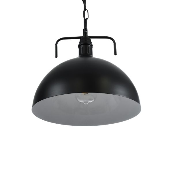 LARKIN 01175 Vintage Κρεμαστό Φωτιστικό Καμπάνα Μονόφωτο 1 x E27 IP20 Μαύρο Μέταλλο - Μ30 x Π30 x Y28cm - Image 5