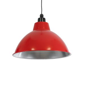 LOUVE 01177 Vintage Κρεμαστό Φωτιστικό Καμπάνα Μονόφωτο 1 x E27 IP20 Κόκκινο, Ασημί & Μαύρο Μέταλλο – Μ40 x Π40 x Y30cm