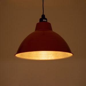 LOUVE 01177 Vintage Κρεμαστό Φωτιστικό Καμπάνα Μονόφωτο 1 x E27 IP20 Κόκκινο, Ασημί & Μαύρο Μέταλλο – Μ40 x Π40 x Y30cm
