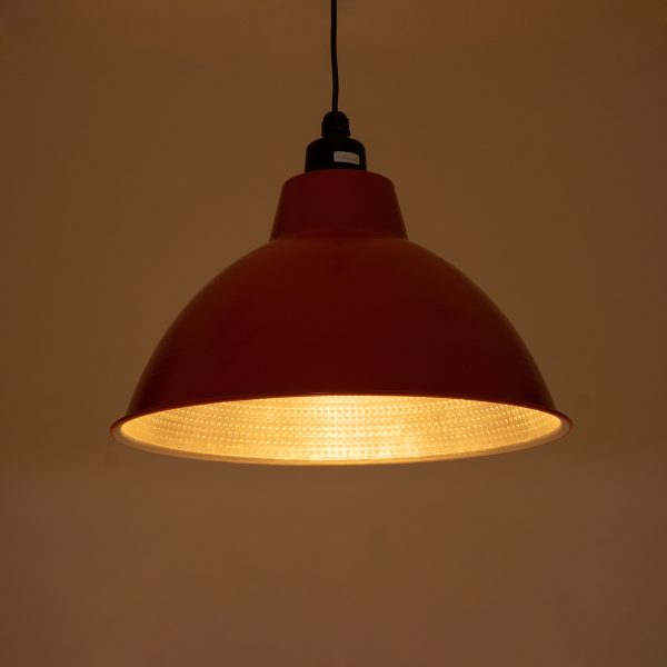 LOUVE 01177 Vintage Κρεμαστό Φωτιστικό Καμπάνα Μονόφωτο 1 x E27 IP20 Κόκκινο, Ασημί & Μαύρο Μέταλλο - Μ40 x Π40 x Y30cm - Image 2