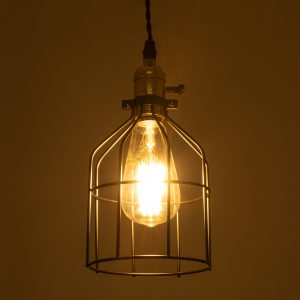 GALOT 01179 Vintage Κρεμαστό Φωτιστικό Πλέγμα Μονόφωτο 1 x E27 IP20 Μαύρο & Χρυσό Μέταλλο – Μ13.5 x Π13.5 x Y16cm