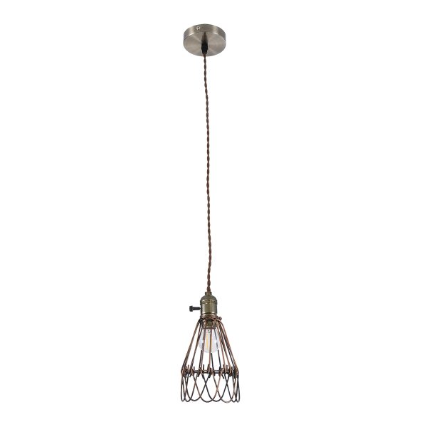 FLOWERON 01180 Vintage Κρεμαστό Φωτιστικό Πλέγμα Μονόφωτο 1 x E27 IP20 Χάλκινο & Μπρούτζινο Μέταλλο - Μ10 x Π10 x Y20cm - Image 3