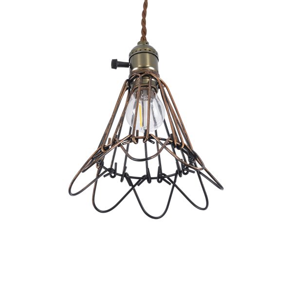 FLOWERON 01180 Vintage Κρεμαστό Φωτιστικό Πλέγμα Μονόφωτο 1 x E27 IP20 Χάλκινο & Μπρούτζινο Μέταλλο - Μ10 x Π10 x Y20cm - Image 5
