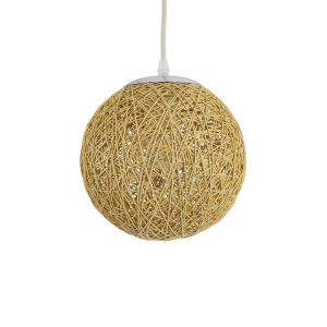 OCEANA 01200 Boho Κρεμαστό Φωτιστικό Μπάλα Μονόφωτο 1 x E27 IP20 Μπεζ Σχοινί – Μ20 x Π20 x Υ20cm