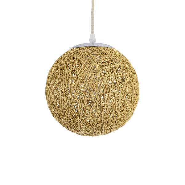 OCEANA 01200 Boho Κρεμαστό Φωτιστικό Μπάλα Μονόφωτο 1 x E27 IP20 Μπεζ Σχοινί - Μ20 x Π20 x Υ20cm