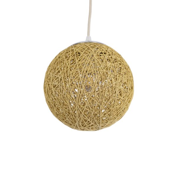 OCEANA 01200 Boho Κρεμαστό Φωτιστικό Μπάλα Μονόφωτο 1 x E27 IP20 Μπεζ Σχοινί - Μ20 x Π20 x Υ20cm - Image 5